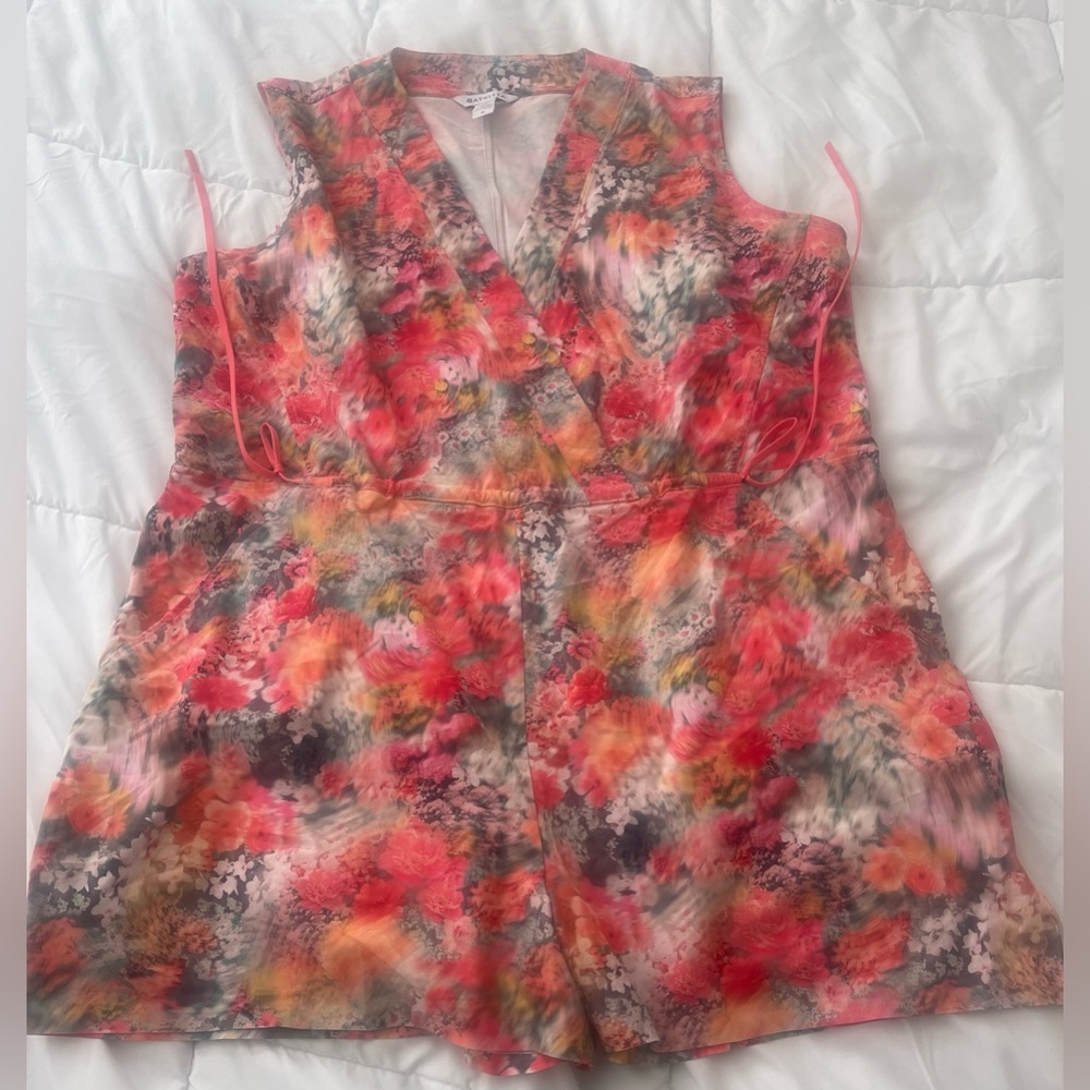 ATHLETA Women's Plus Size 1X Floral Combinaison Short Marlow Stretch Romper - Picture 4 of 5